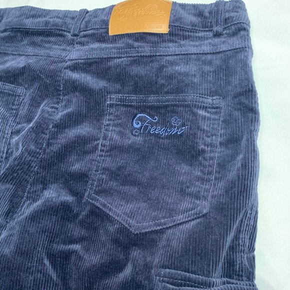 Freedom × UZIS Blue Corduroy Pants M 170/76A Streetwear Workwear Retro Rare - Picture 10 of 11